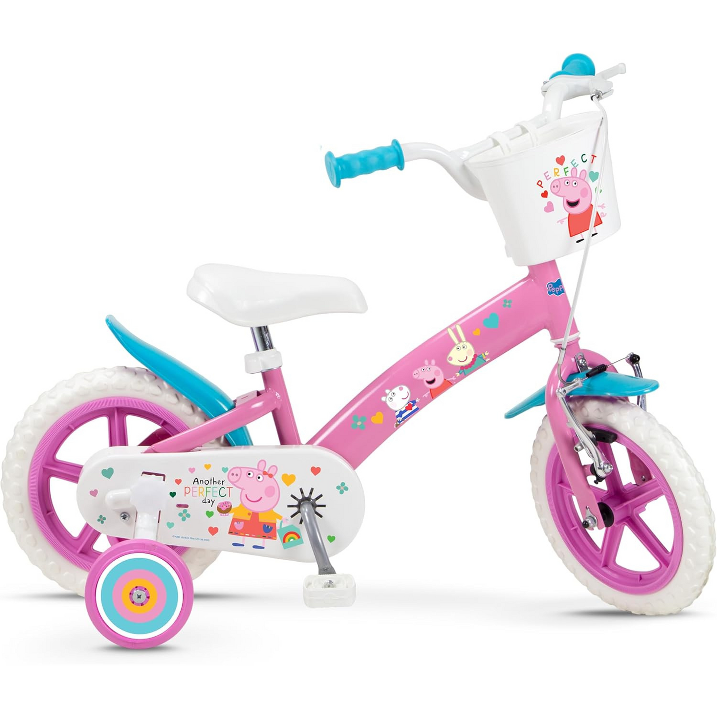 Peppa Pig 12 Inch Wheel Childrens Bicycle With Basket and Stabilisers