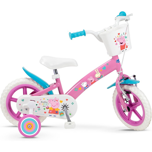 Peppa Pig 12 Inch Wheel Childrens Bicycle With Basket and Stabilisers