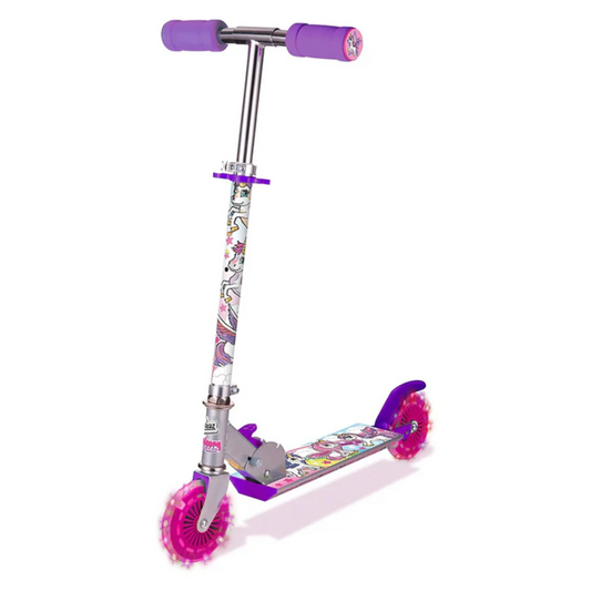 Ozbozz Unicorn Dreamland Light up Folding Scooter 5+ Flashing Wheels