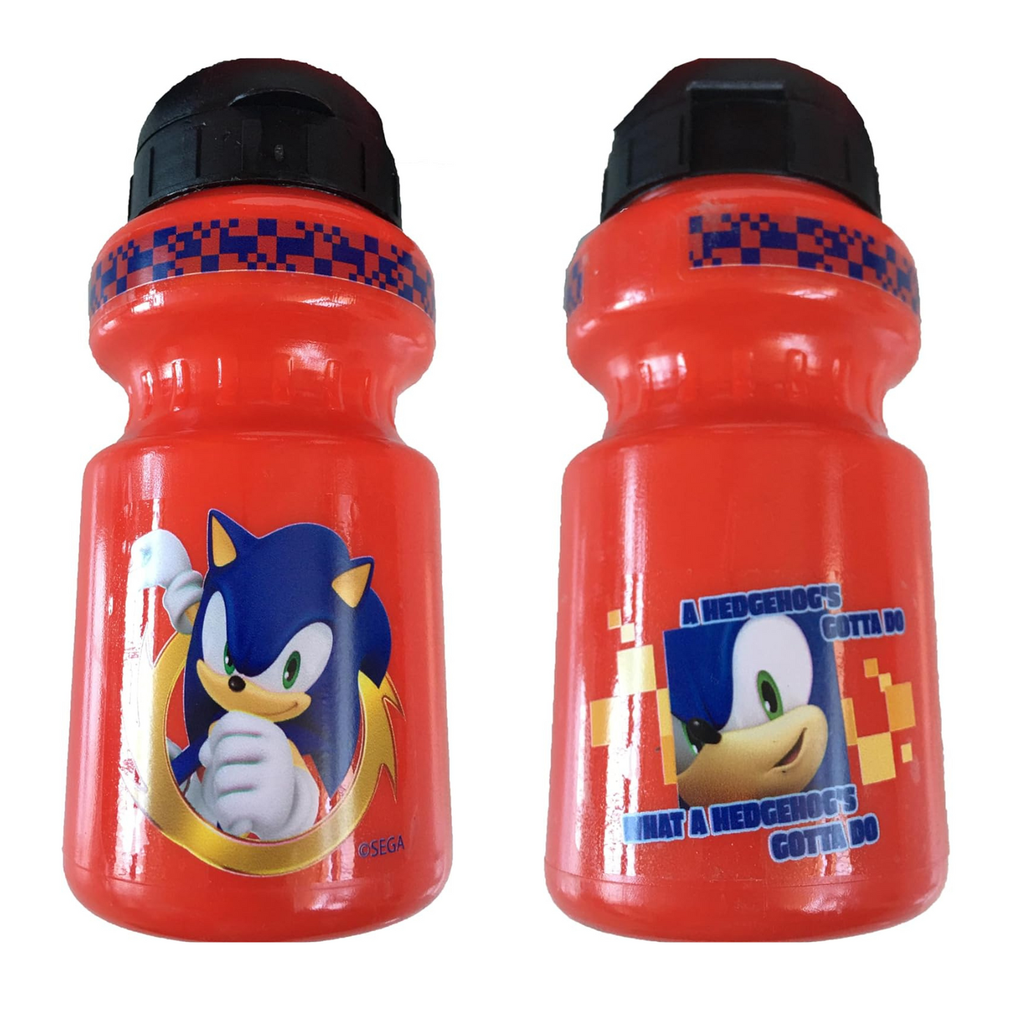 Sonic The Hedgehog, 12 inch with training wheel stabilisers and drinks bottle