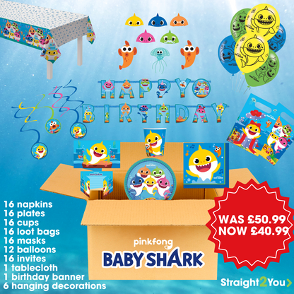 122 Pcs Baby Shark Complete Birthday Party in a Box