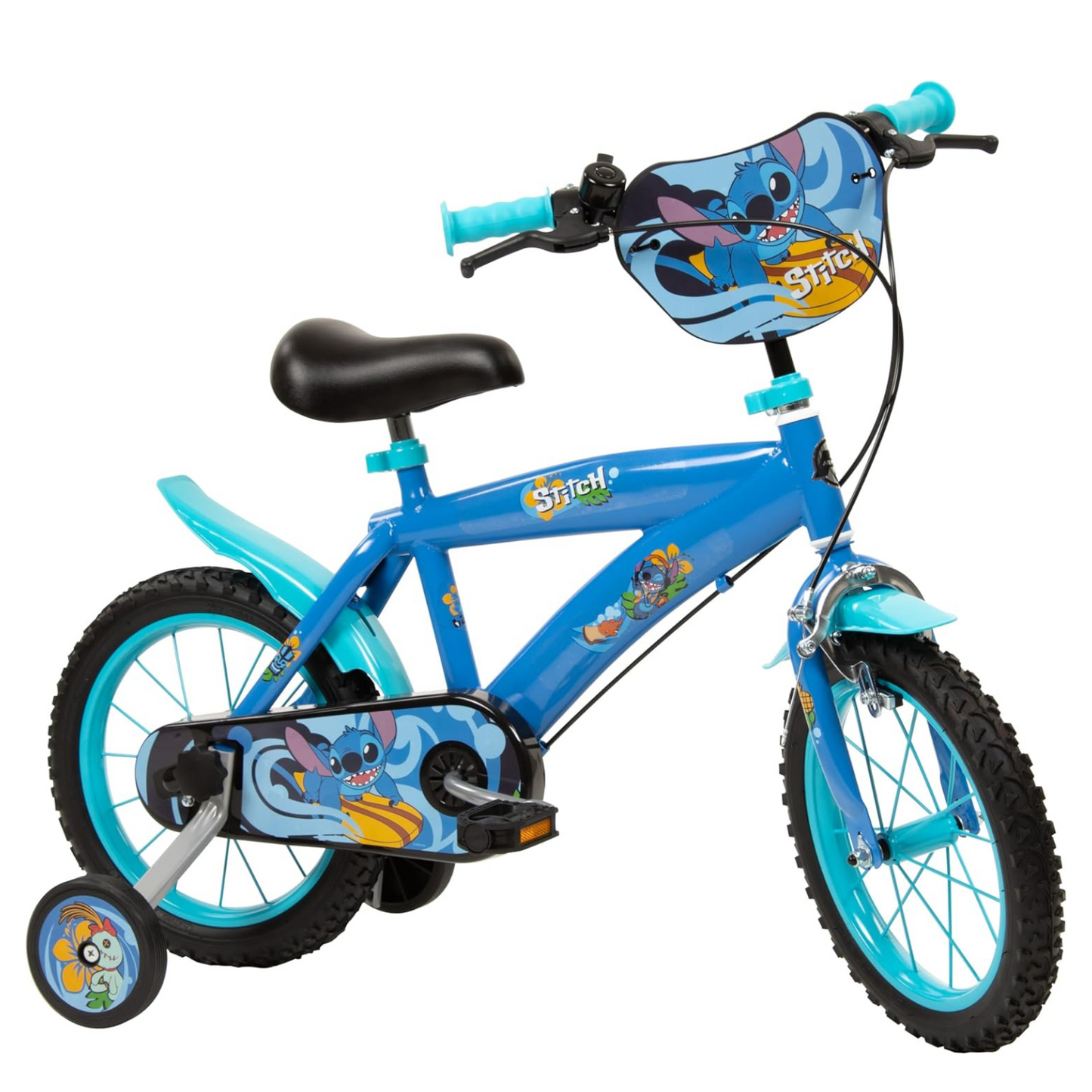 Toimsa Disney Stitch 14 inch Bicycle with training wheel stabilisers