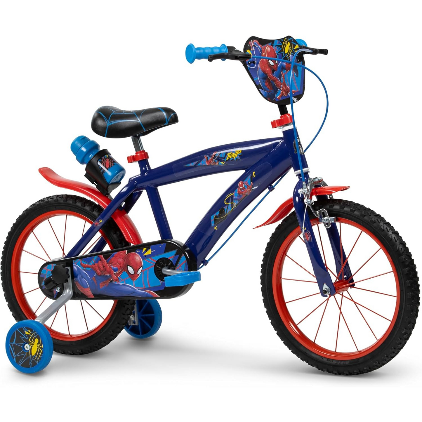 Toimsa Spiderman Bicycle, with training wheel stabilisers