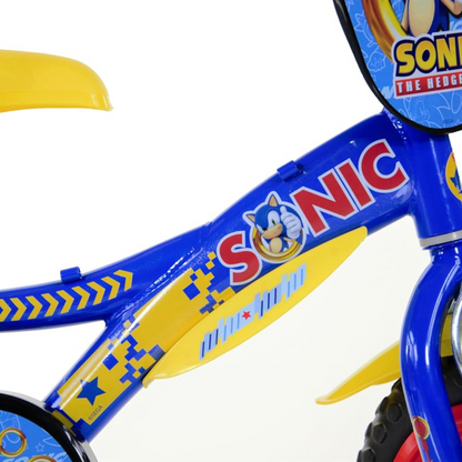 Sonic The Hedgehog, 12 inch with training wheel stabilisers and drinks bottle