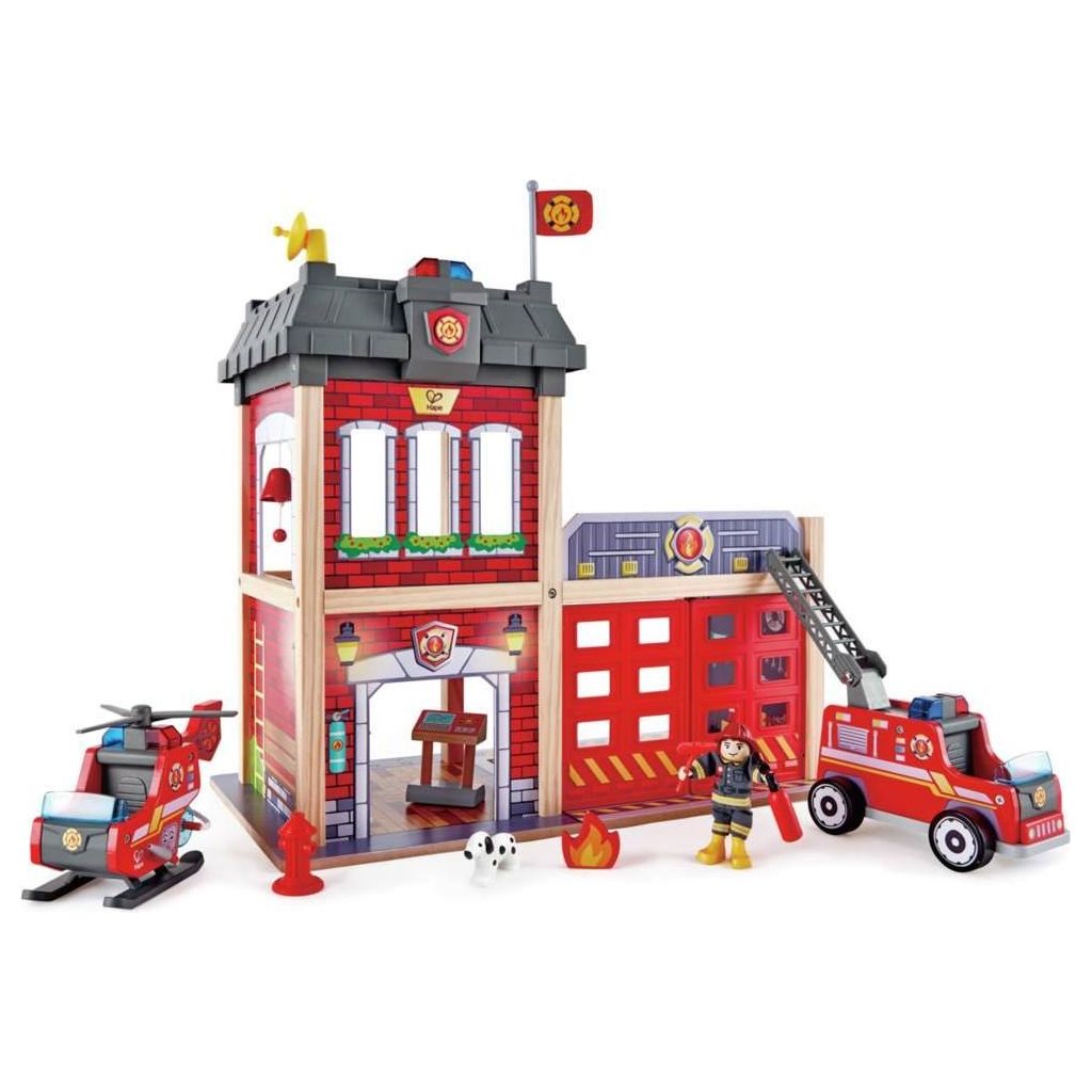 Fire Station Wooden Playset