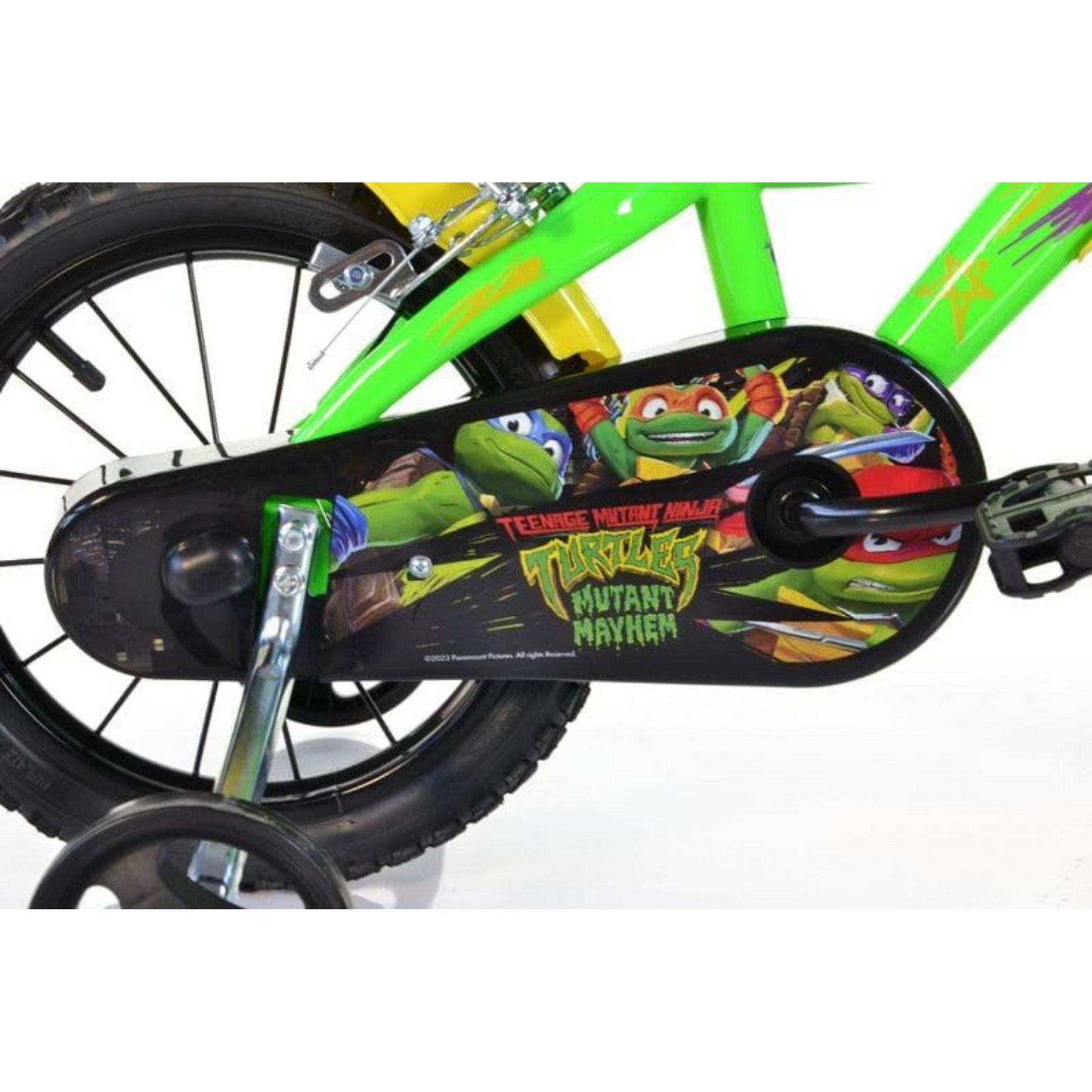 Teenage Mutant Ninja Turtles - Mutant Mayhem 14 inch Unisex Bicycle with stabilisers and drinks bottle