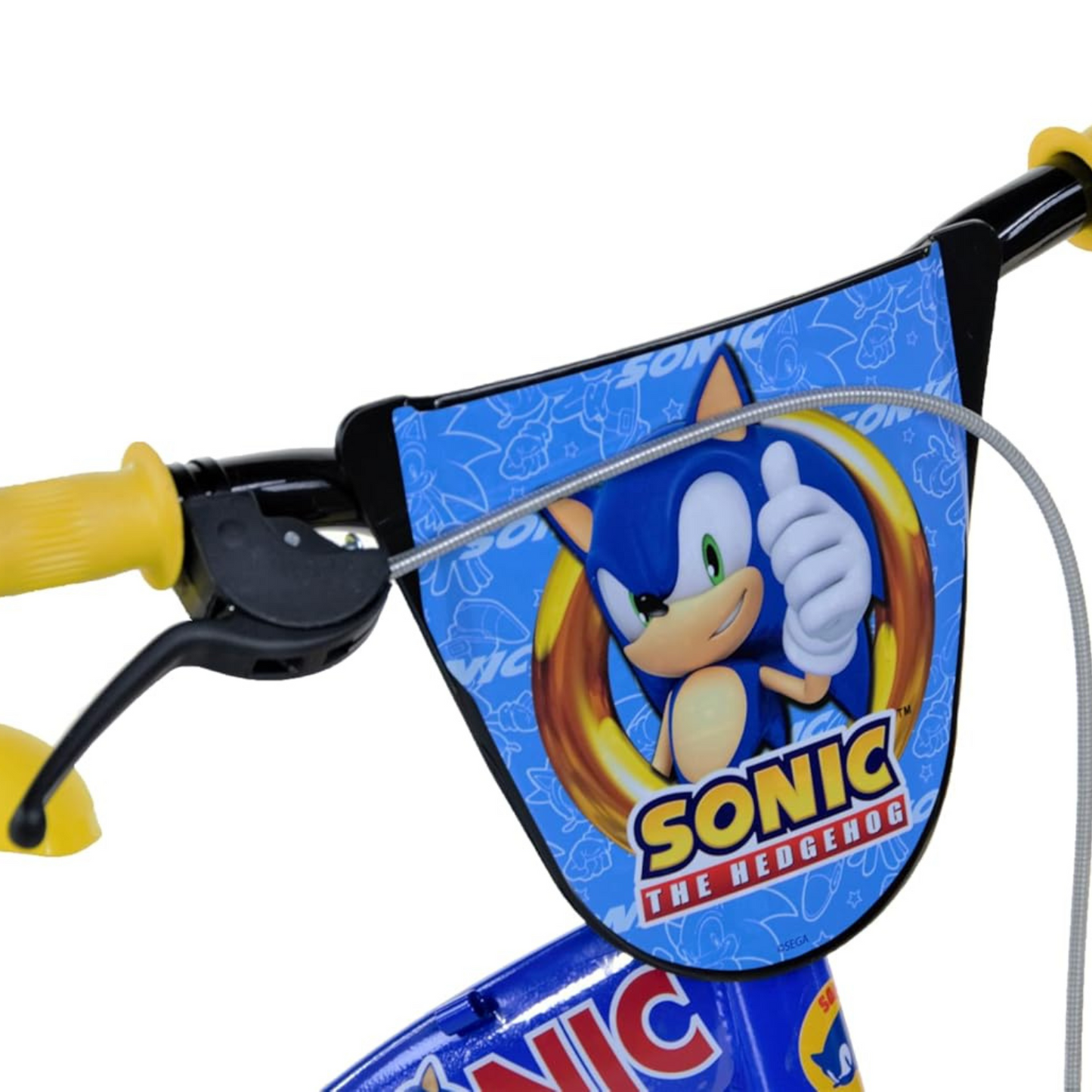 Sonic The Hedgehog, 12 inch with training wheel stabilisers and drinks bottle