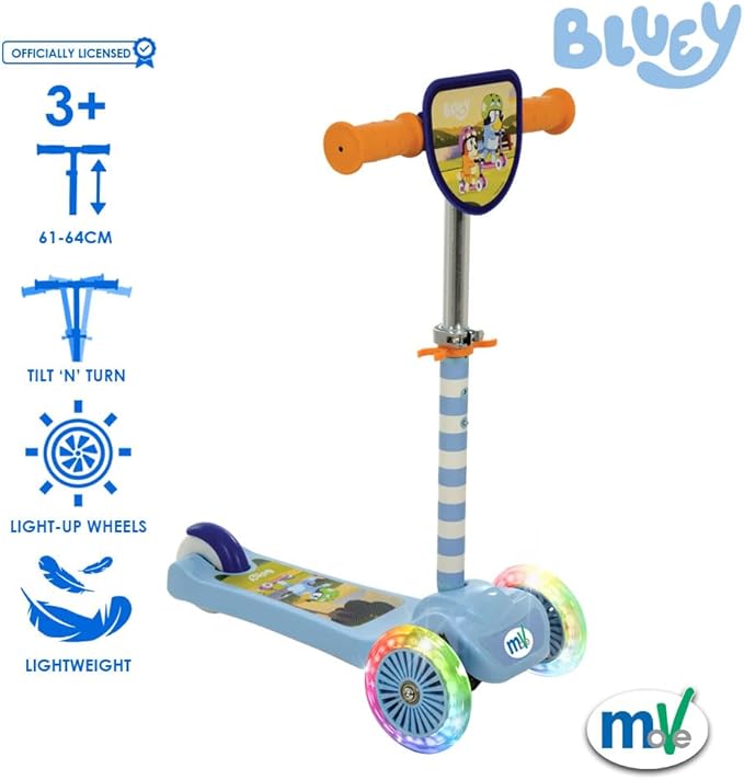 Bluey Mini Go! Tilt 3 Wheel Scooter with Light Up Wheels