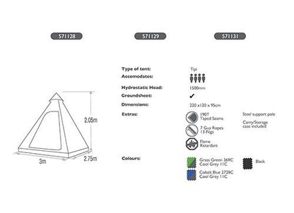 Summit Hydrahalt 4 Person Tipi Tent Lime Green