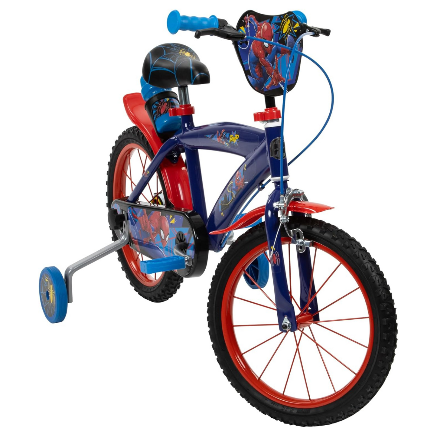 Toimsa Spiderman Bicycle, with training wheel stabilisers