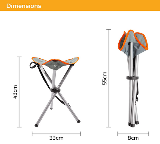 Milestone Camping Compact Outdoor Portable Tripod Stool Folding Chair