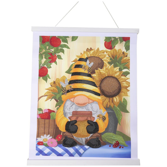 Honey Bee Gnome 35x45cm Crystal Art Scroll