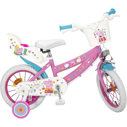 Peppa Pig 14" Bike with Doll Seat, Basket and Stabilisers