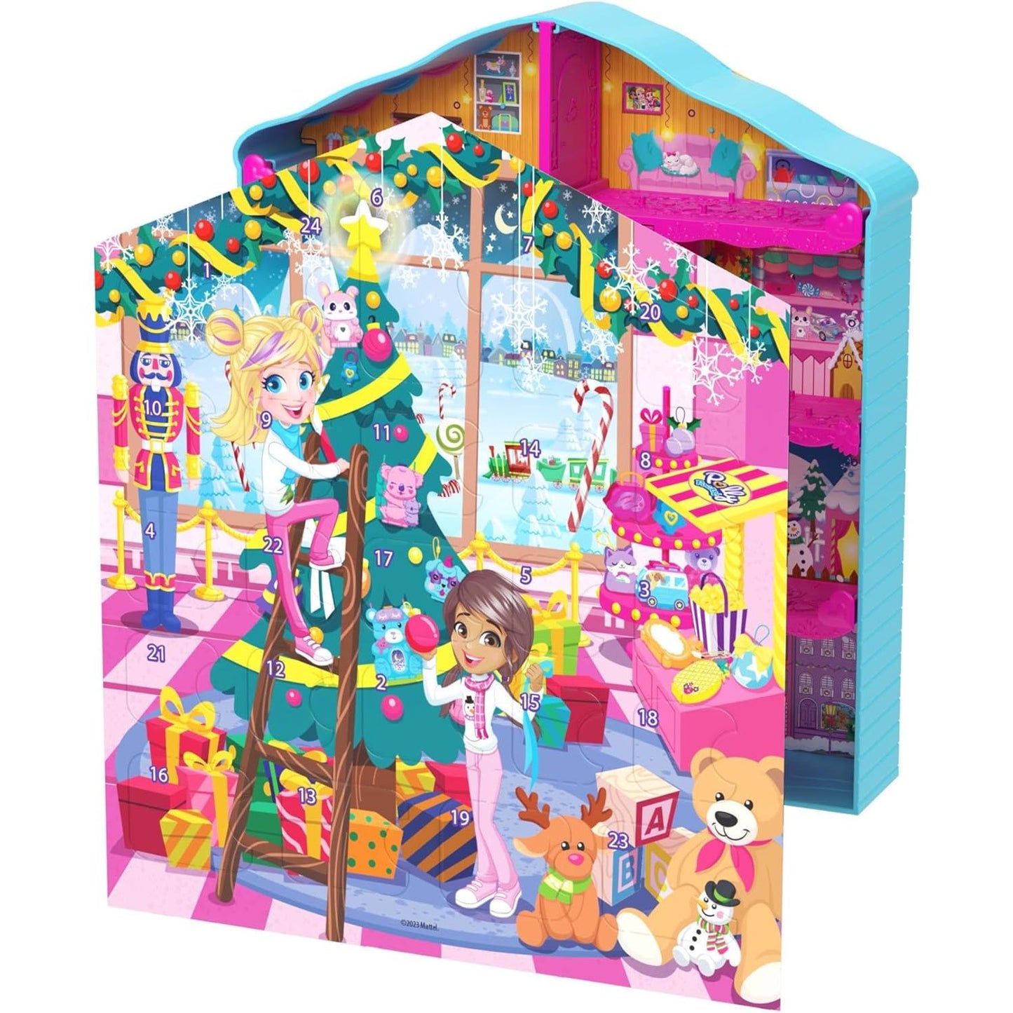 Polly Pocket Dolls Advent Calendar - Gingerbread House Playset with 24 Surprises