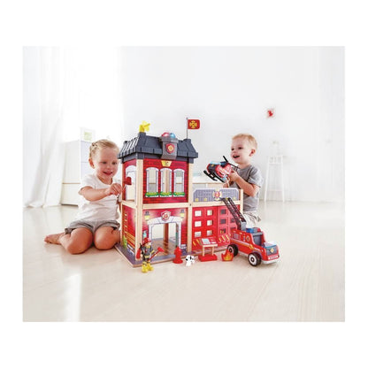 Fire Station Wooden Playset