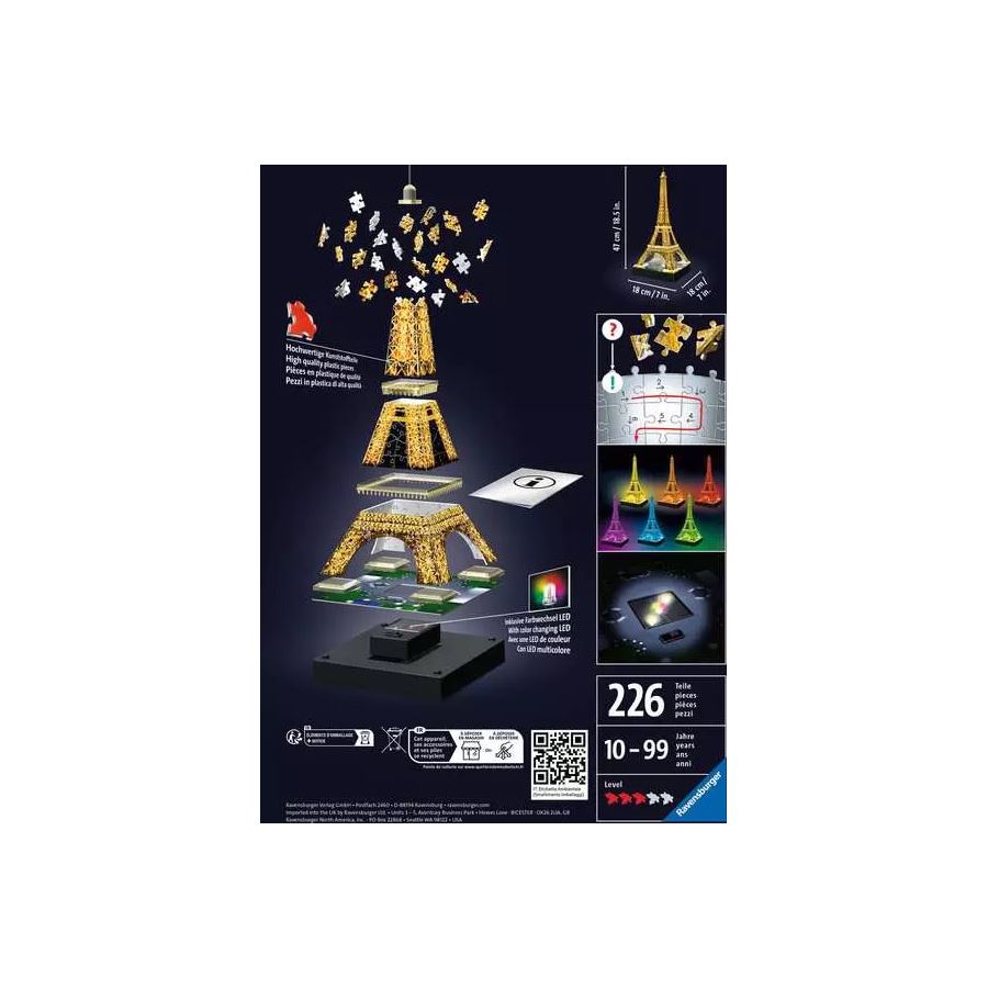 Eiffel Tower Light Up 3D Puzzle 216pc