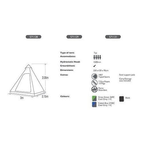 Summit Hydrahalt 4 Person Tipi Tent Ocean Blue