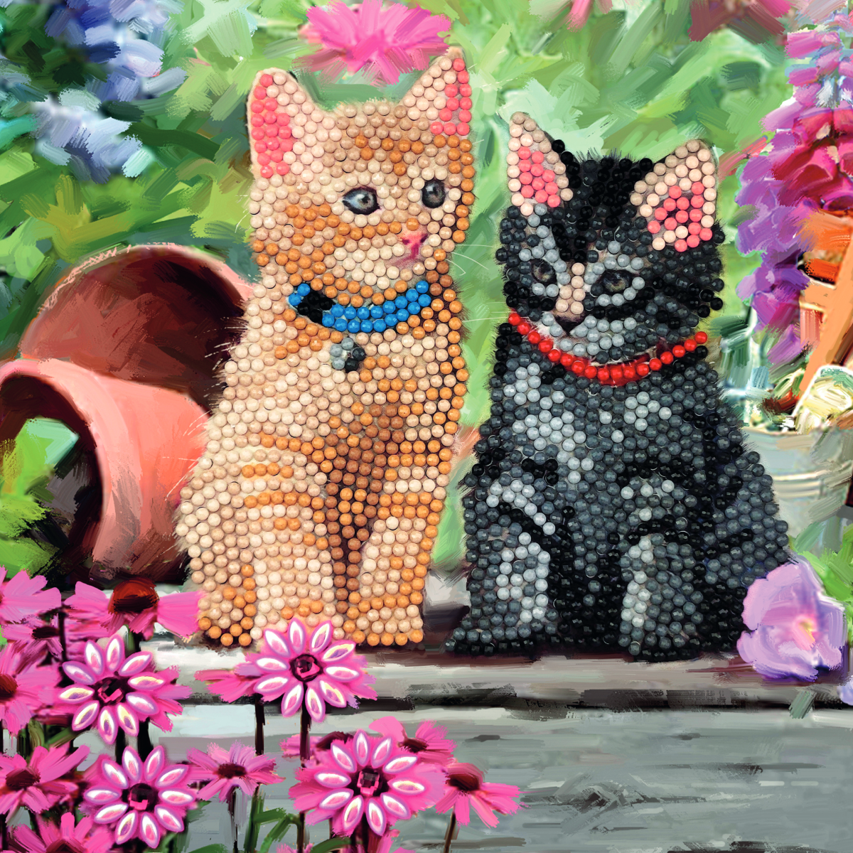 Cat Friends 18x18cm Crystal Art Card