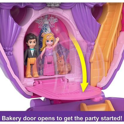 Polly Pocket Mini Toys, Something Sweet Cupcake Compact Playset with 2 Micro Dolls and 13 Accessories, Pocket World Travel Toys with Surprise Reveals