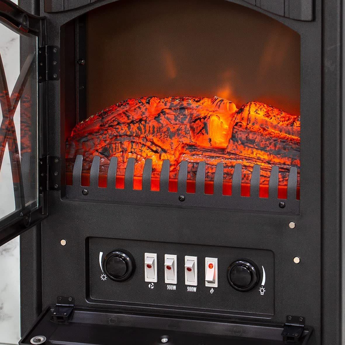 Benross 1800W Freestanding Black Electric Fireplace Stove Heater