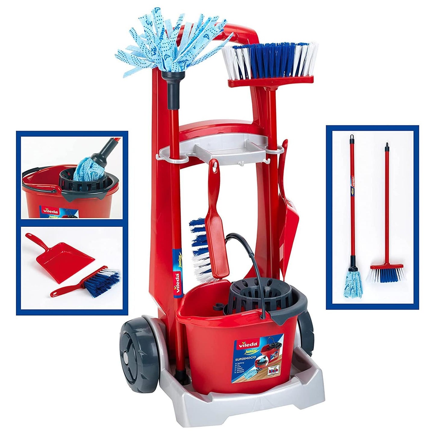 Kids Toy Vileda Cleaning Trolley with upright Vacuum Cleaner