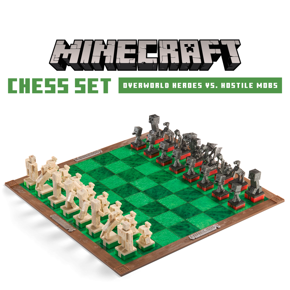 Minecraft Chess Set – Overworld Heroes vs. Hostile Mobs