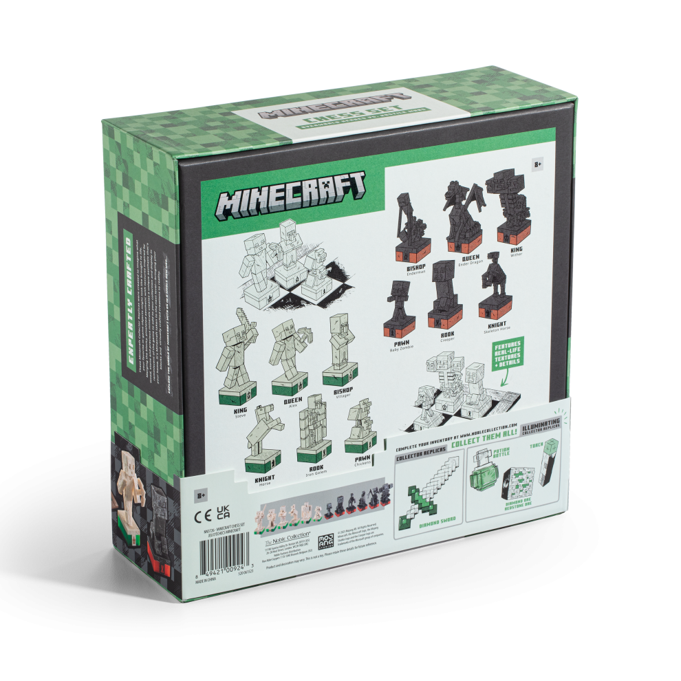 Minecraft Chess Set – Overworld Heroes vs. Hostile Mobs