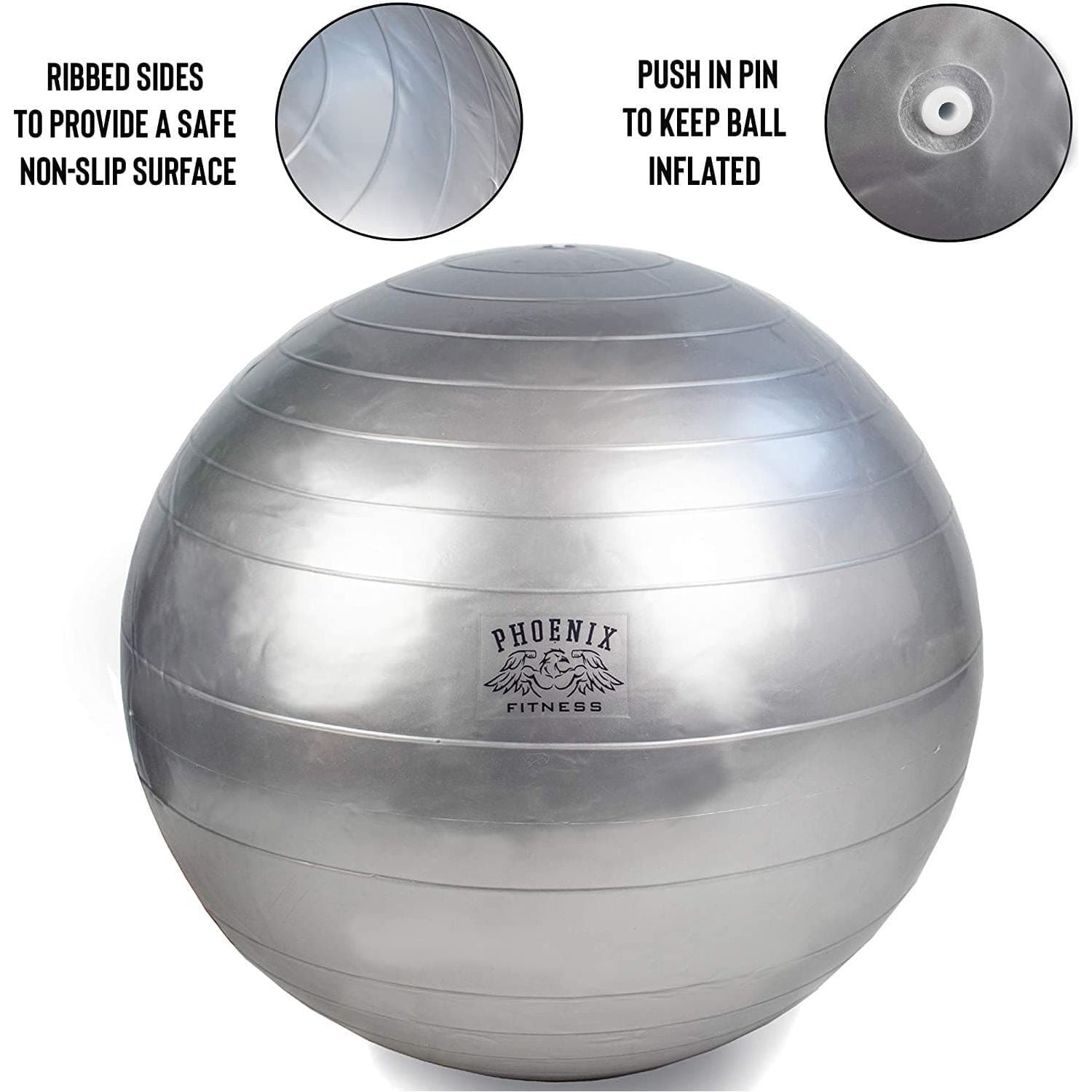 Fitness Ball Unisex Exercise Ball With Pump Grey